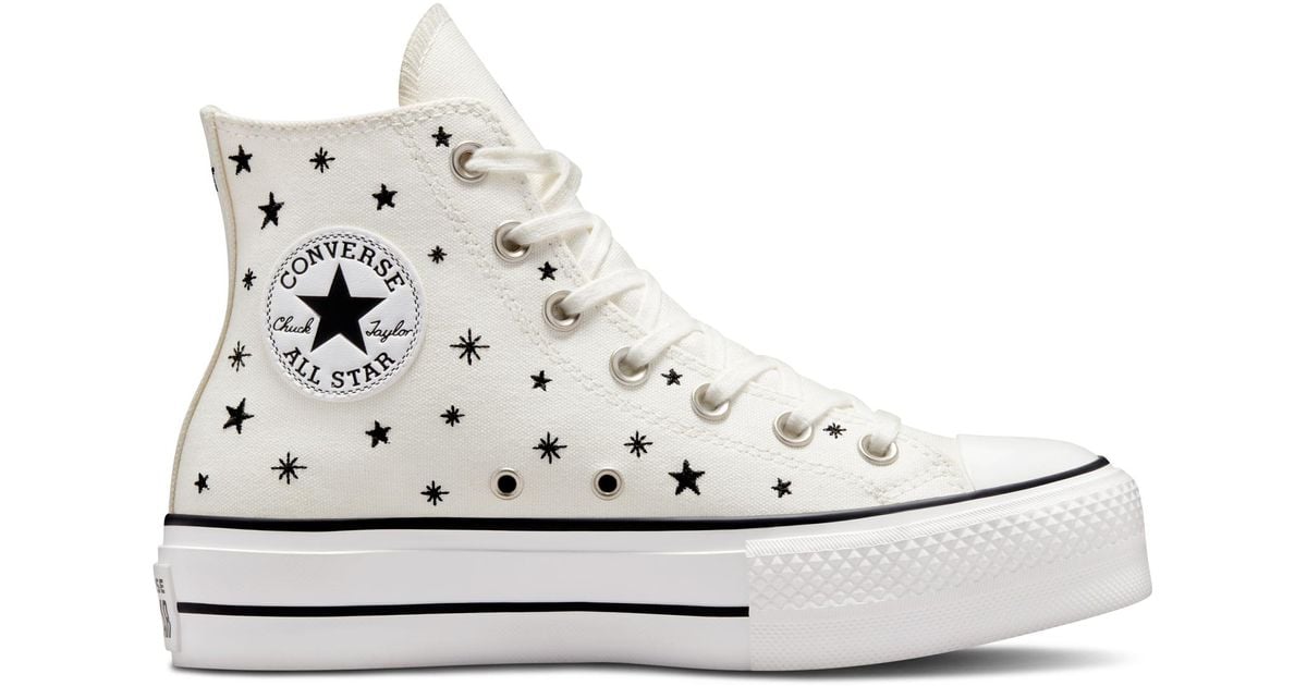Converse Chuck Taylor All Star Lift Platform Embroidered Stars in White | Lyst