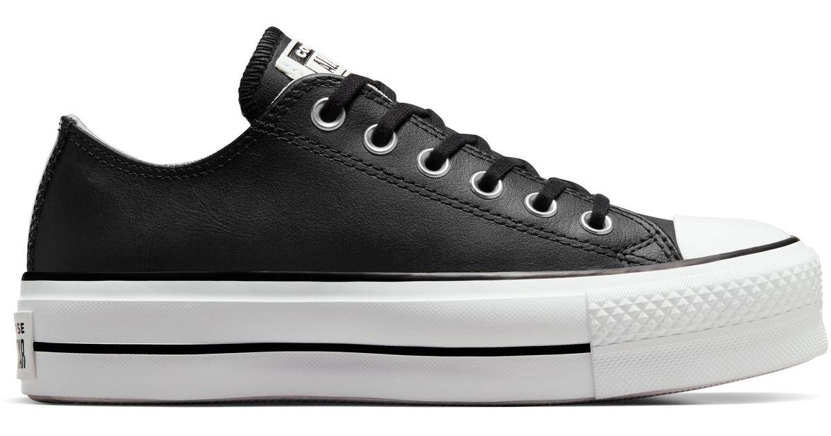 Converse Chuck Taylor All Star Lift Platform Leather in Black | Lyst