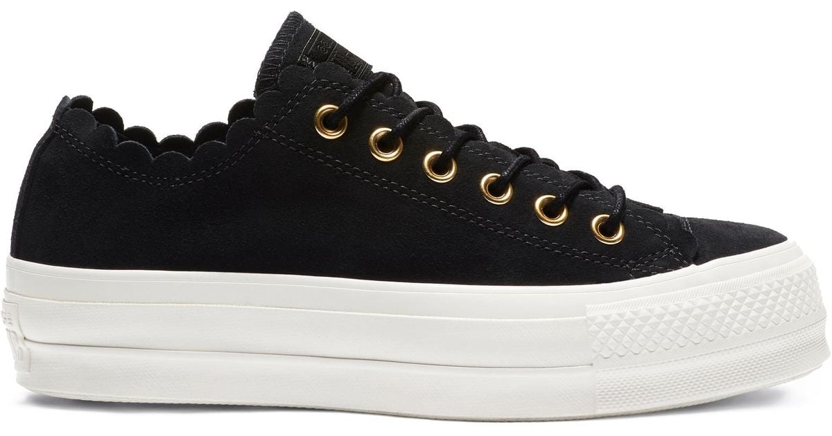 Converse Chuck Taylor All Star Frilly Thrills Platform Low Top in Black |  Lyst