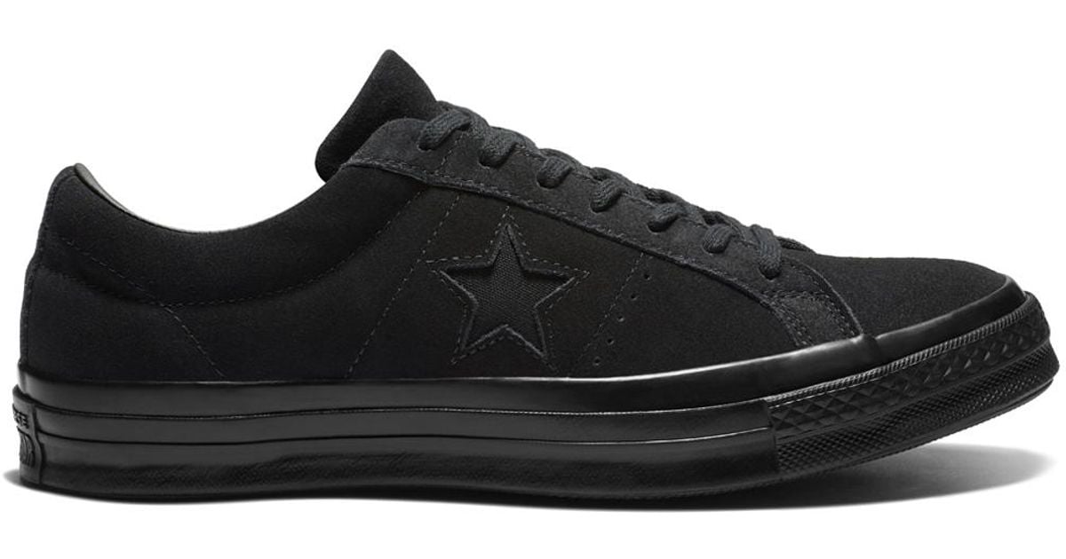 one star suede triple black low top