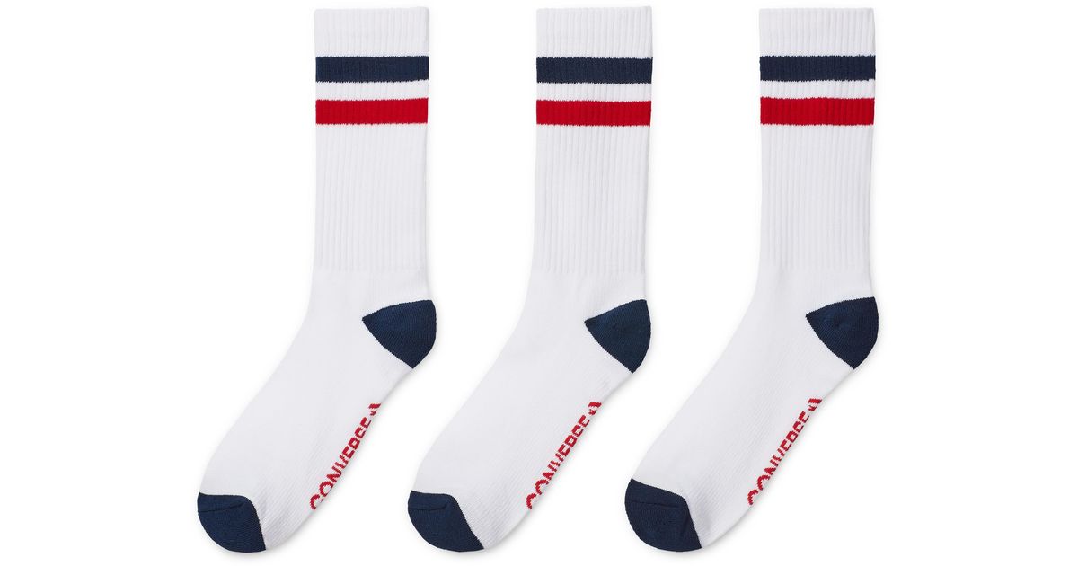 Converse Retro Stripe Crew Socks in White for Men | Lyst