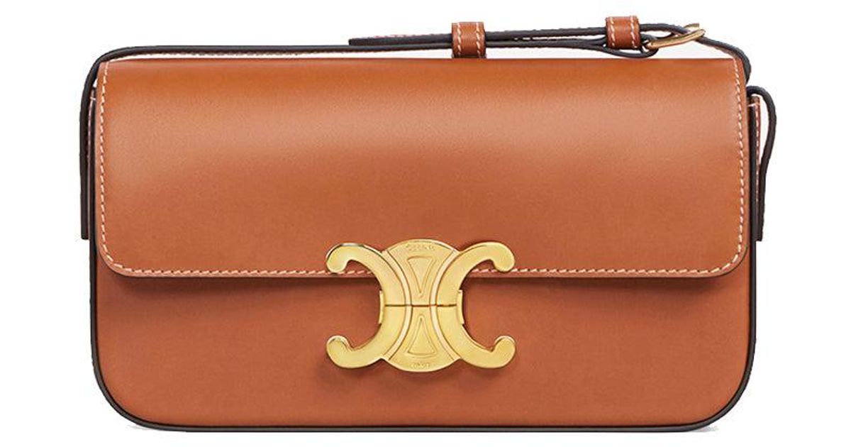 Celine Triomphe Shoulder Bag In Shiny Calfskin In Natural Tan in Brown Lyst Australia