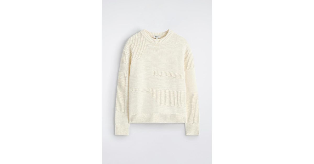 COS Ladder-Stitch Wool Sweater in White for Men | Lyst