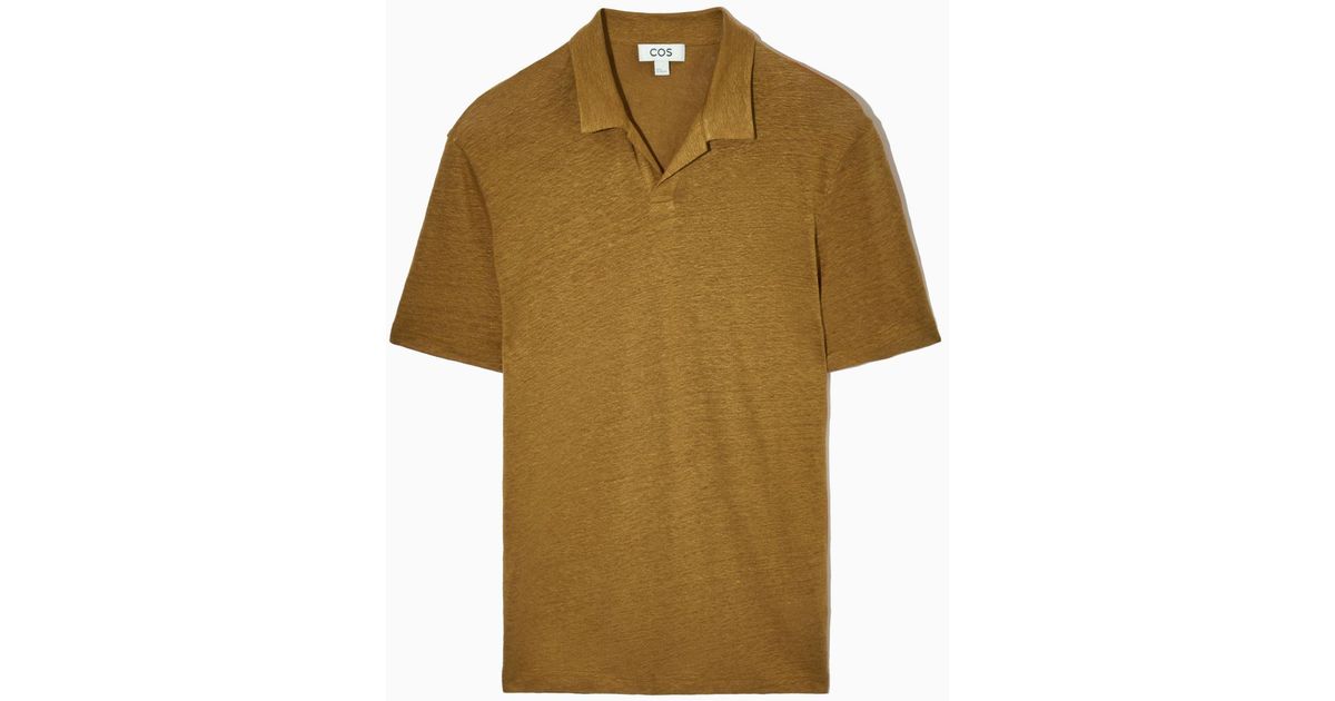 COS Regular-fit Linen Polo Shirt in Beige (Natural) for Men | Lyst