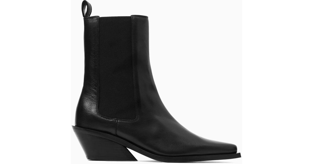 CC Short Boots 60mm Glossy Black Camellia Cowhide