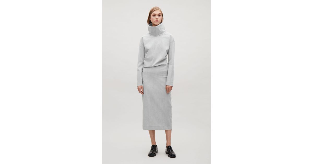 Cos Grey Dress COS GREY DRAPED PLEATED FRONT SLEEVELESS KNIT MAXI DRESS  SIZE M