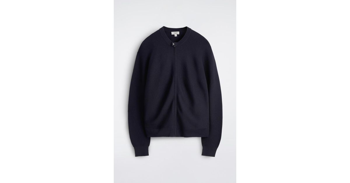 COS Racer-Neck Knitted Jacket in Blue for Men | Lyst