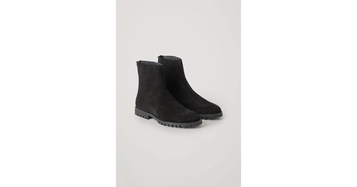 COS Waterproof-suede Zipped Boots in Black for Men | Lyst
