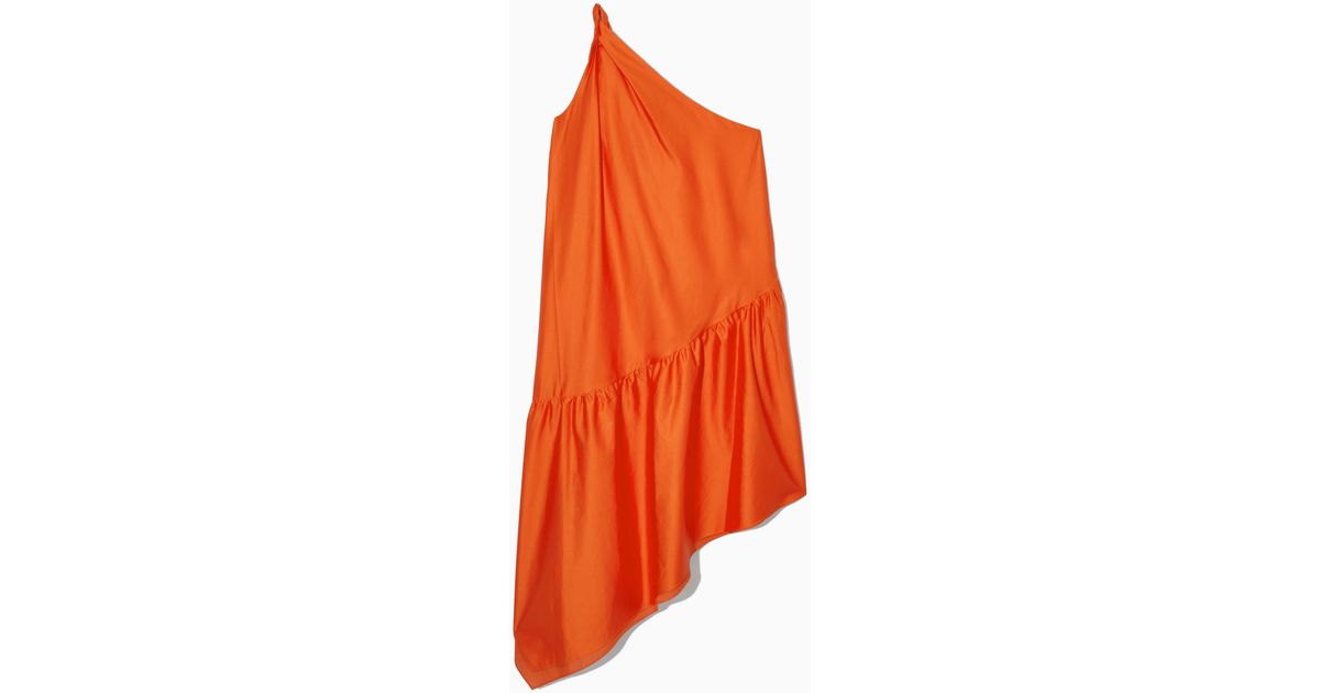 COS Twisted Asymmetric Trapeze Dress in Orange Lyst UK