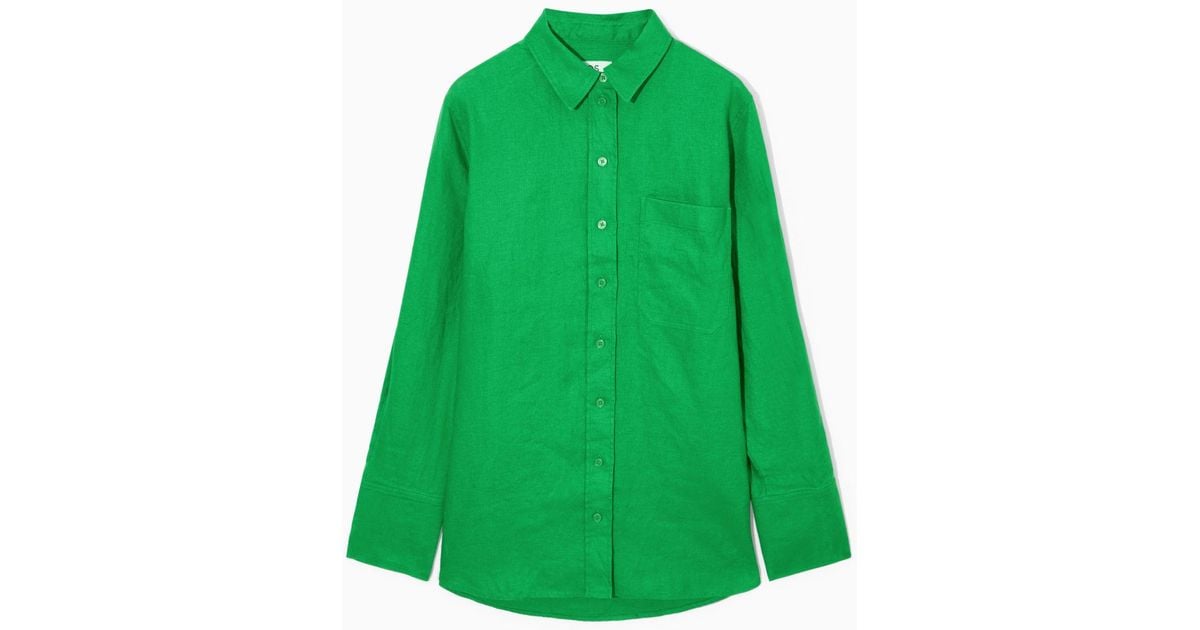 COS Oversized Linen Shirt in Green | Lyst