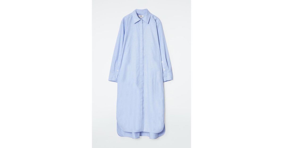 COS Asymmetric Deconstructed Shirt Dress in Blue
