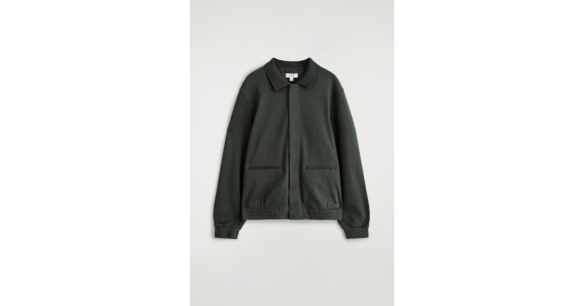 COS Jersey Harrington Jacket in Green for Men | Lyst