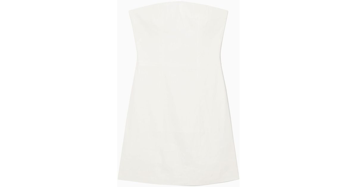 COS Linen-blend Mini Bustier Dress in White | Lyst UK