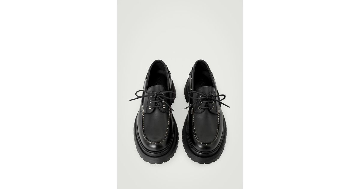 COS Chunky Leather Boat Shoes in Black for Men | Lyst UK