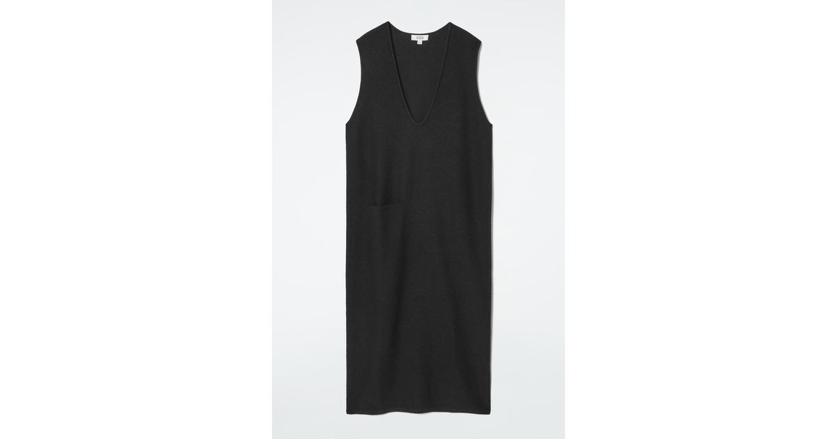 cos boiled-wool midi dress BOILED-WOOL FUNNEL-NECK DRESS - BLACK