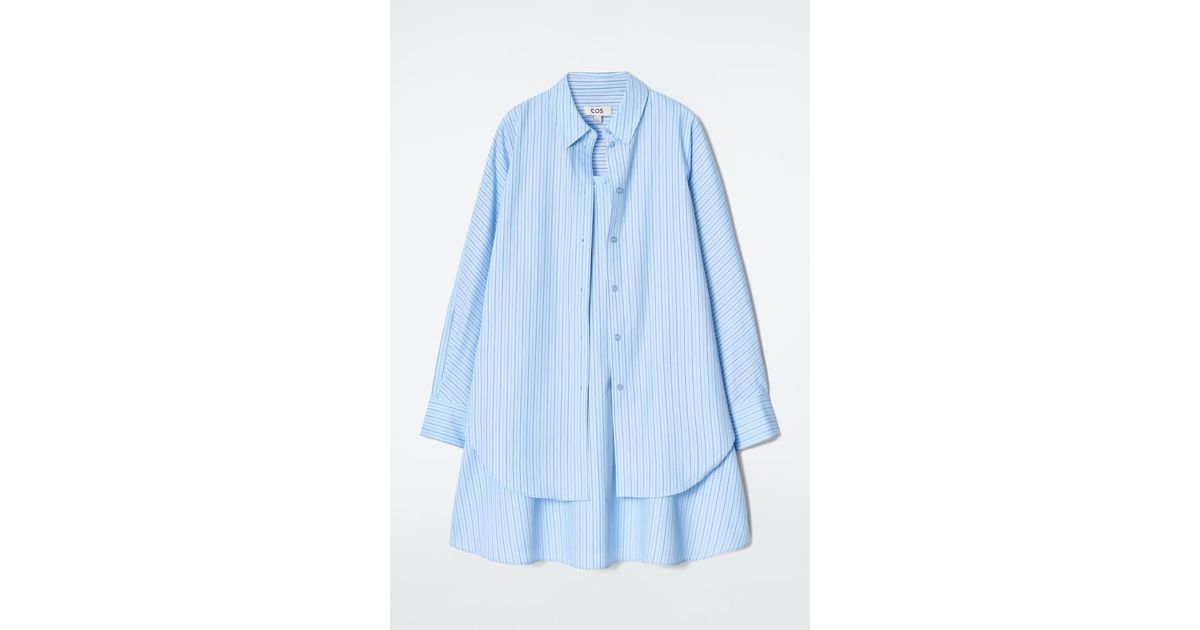 COS Layered Striped Trapeze Shirt Dress in Blue | Lyst