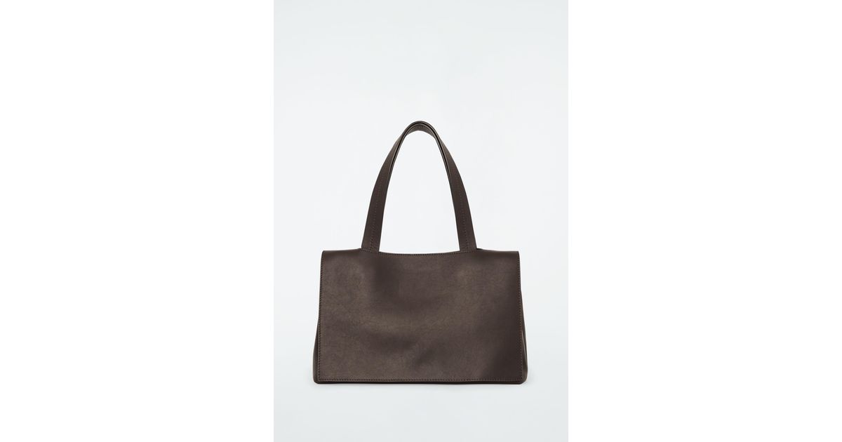 COS The Small Flap Tote Leather in Brown Lyst UK
