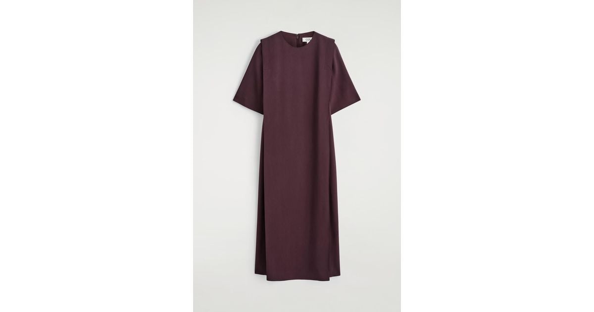 knee length dresses for ladies Blue Linen Midi Dress With A Straight Cut And Front Slit