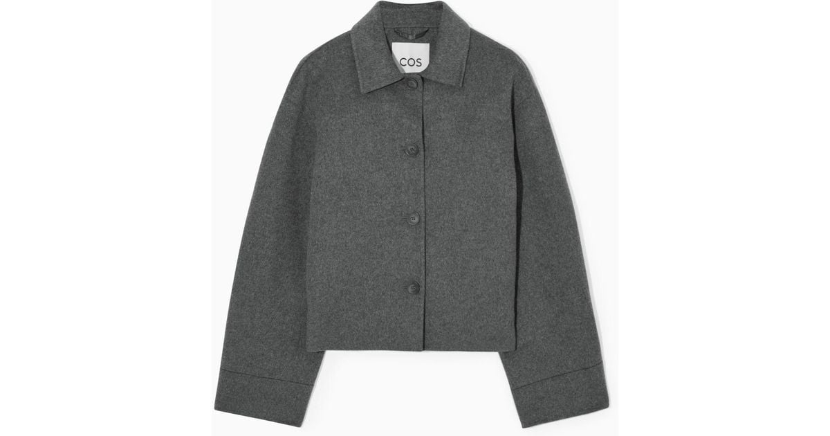 COS Boxy Double-faced Wool Jacket in Gray | Lyst