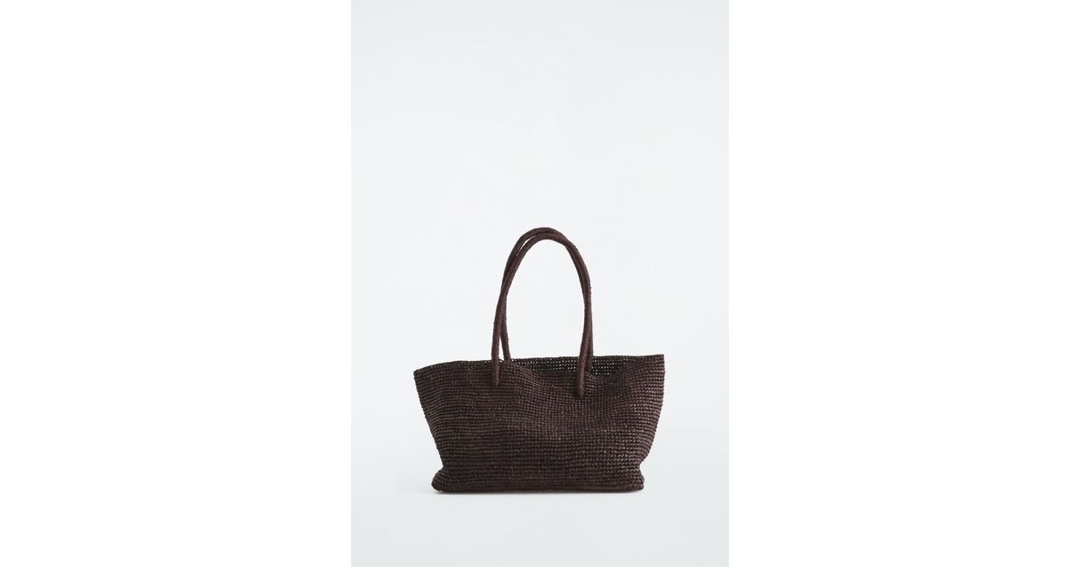 cos-Brown-Mini-Woven-Tote-Bag-