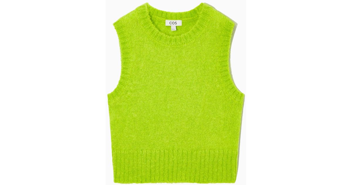 COS Wool Regularfit Mohair Knitted Vest in Green Lyst