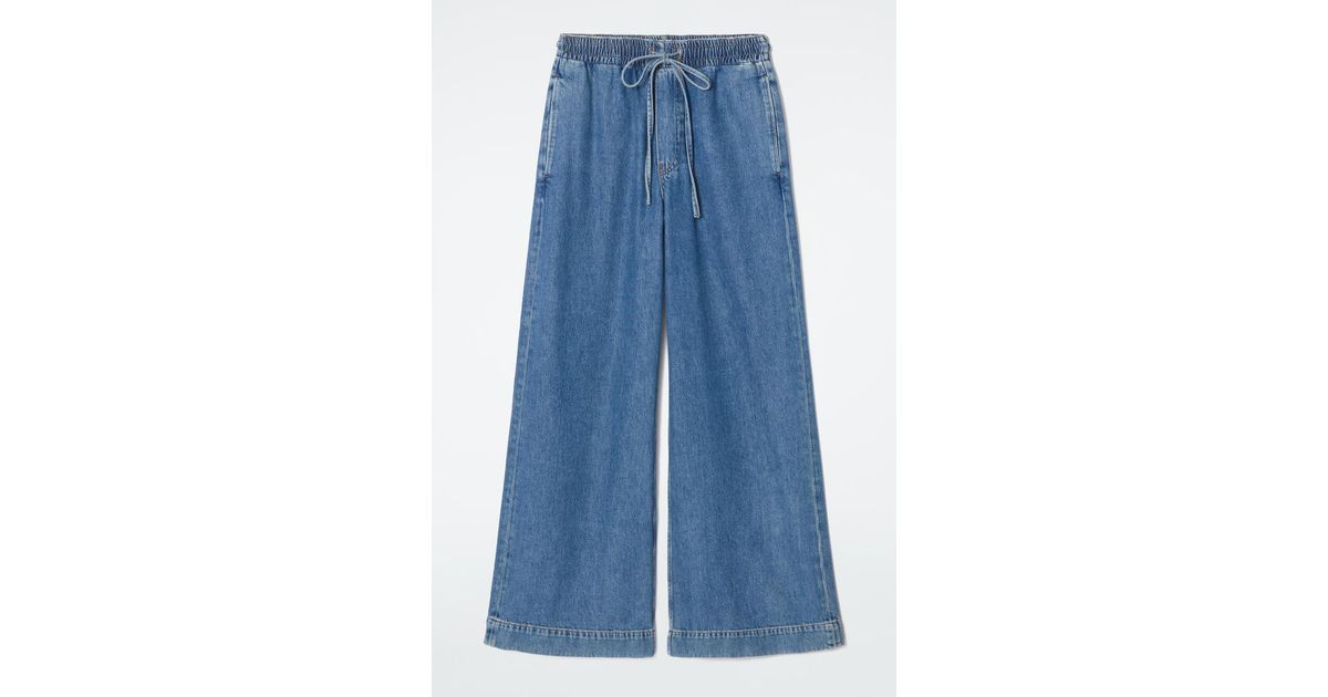 COS Wide-leg Fluid Denim Trousers in Blue | Lyst