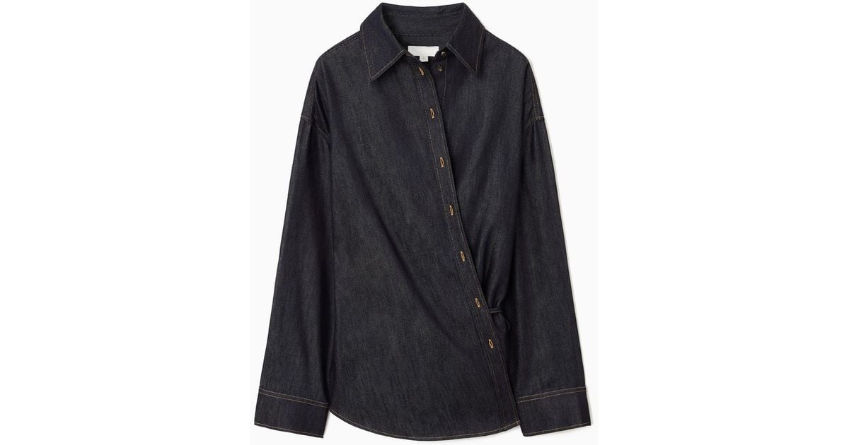 新発売 in Shirt Wrap Denim Fluid COS Black Lyst | トップス