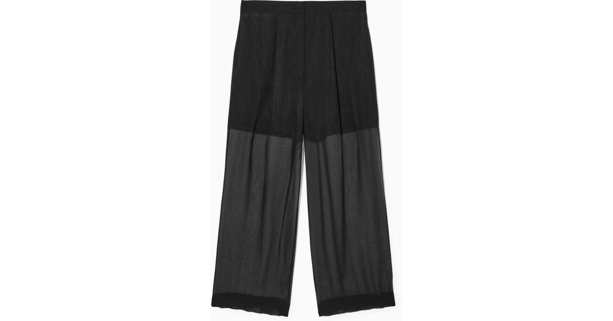 COS Sheer Silk Pants in Black | Lyst