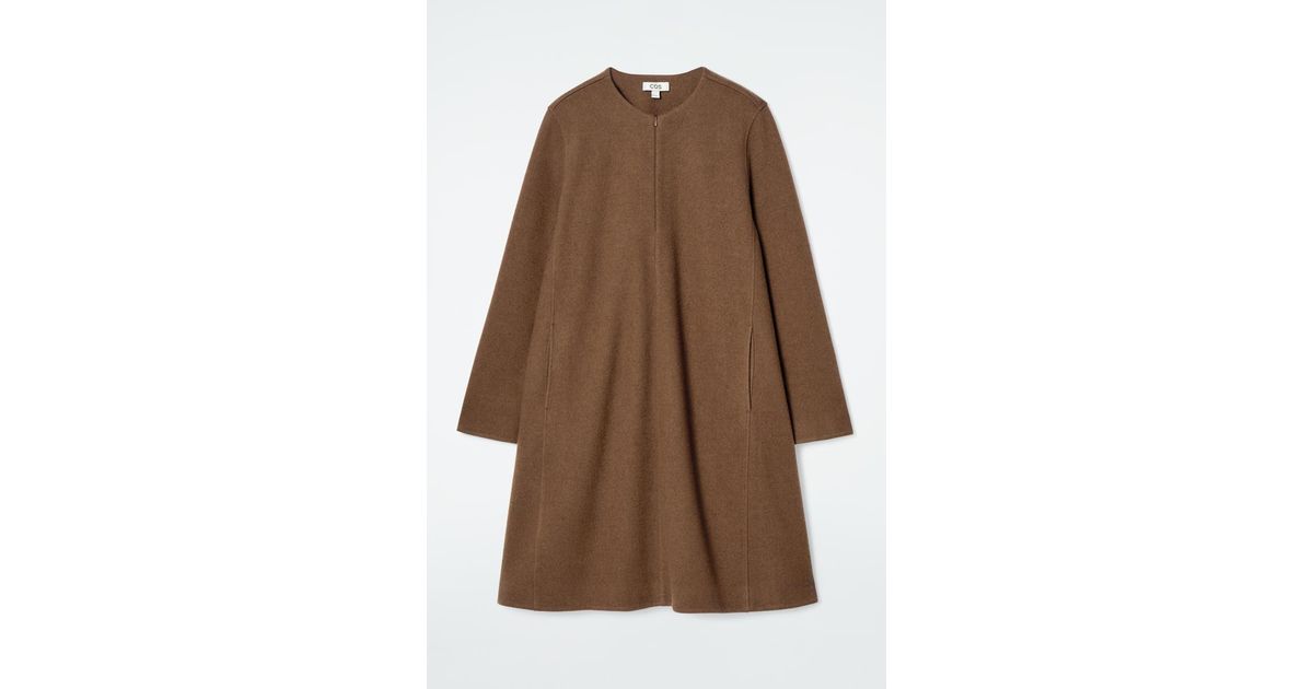 COS A-Line Boiled-Wool Mini Dress in Brown | Lyst