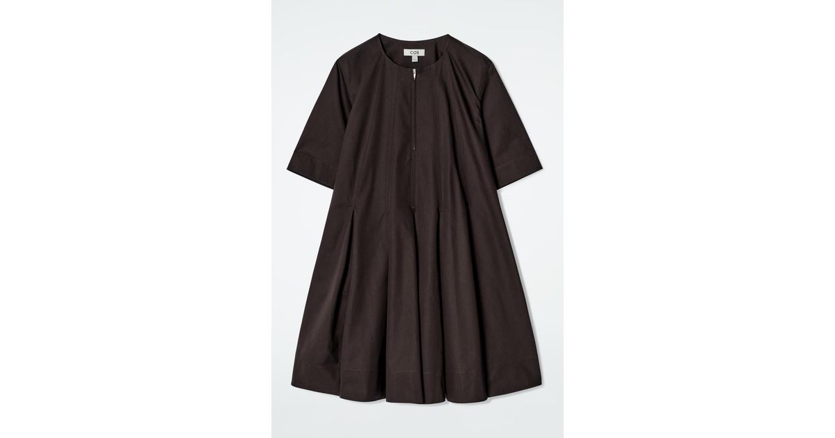 pleated zip up cotton mini dress Tamera Pleated Zip-Up Mini Dress