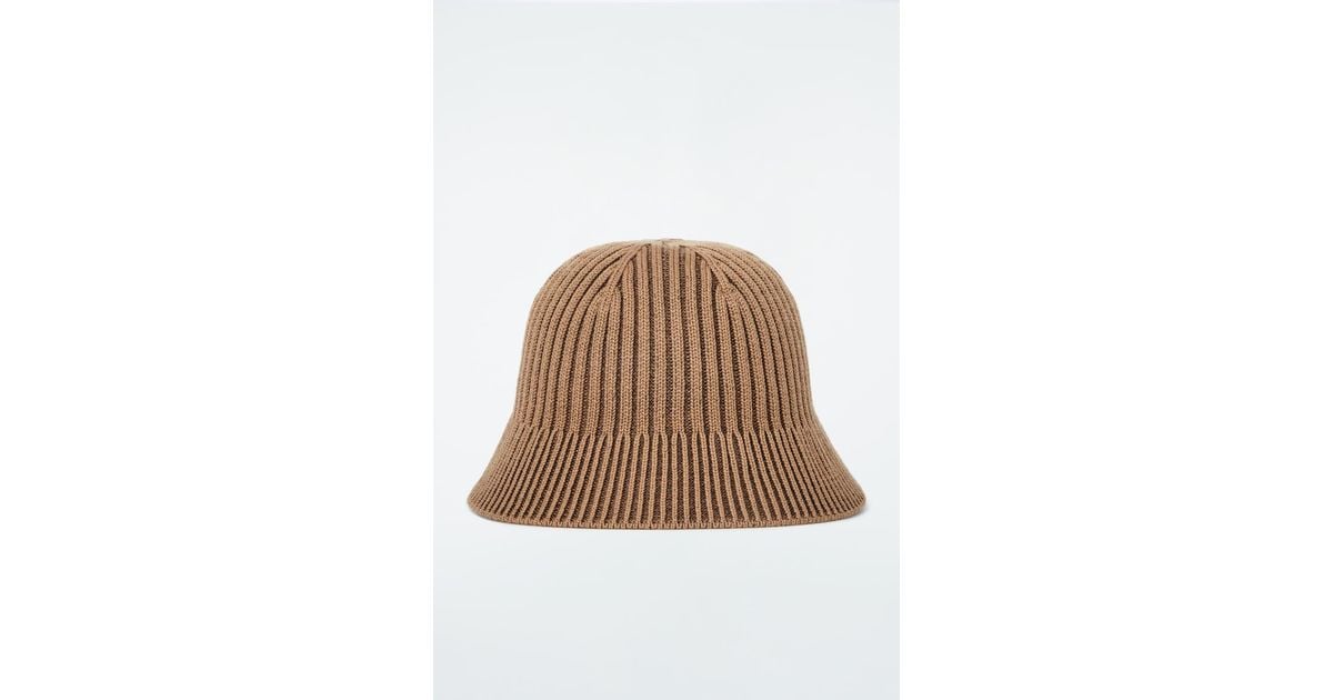 COS Ribbed-knit Bucket Hat in Brown | Lyst UK