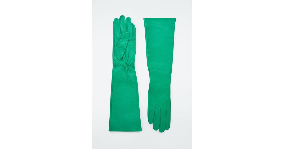 COS The Long Leather Gloves in Green Lyst UK