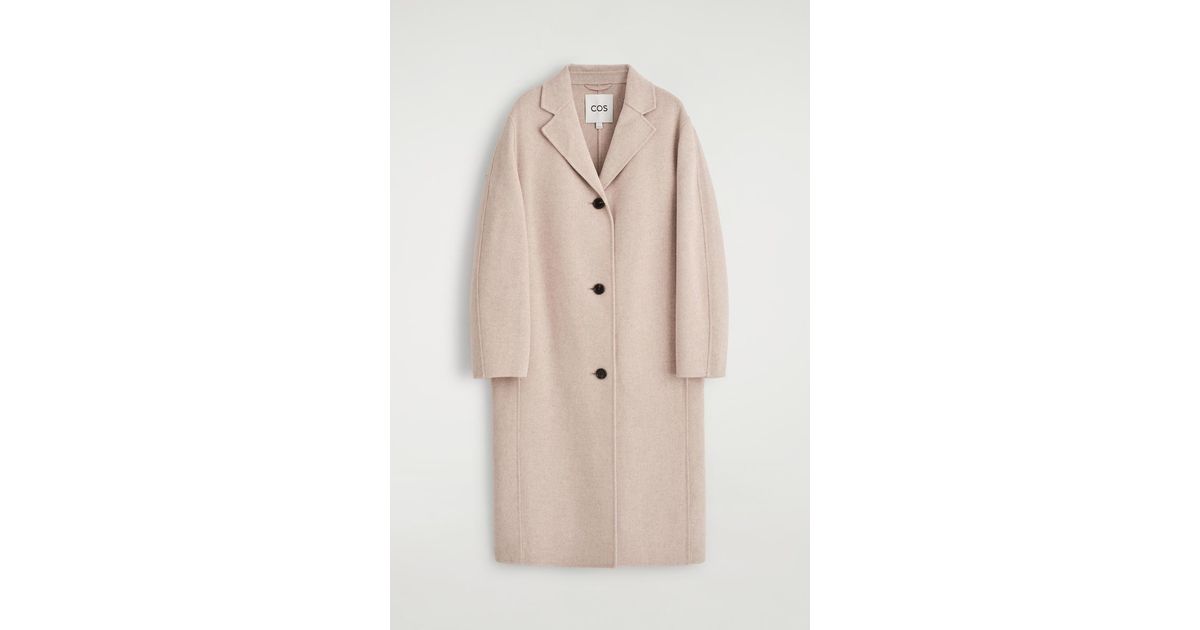 COS Double-Faced Wool Long Coat in Natural | Lyst