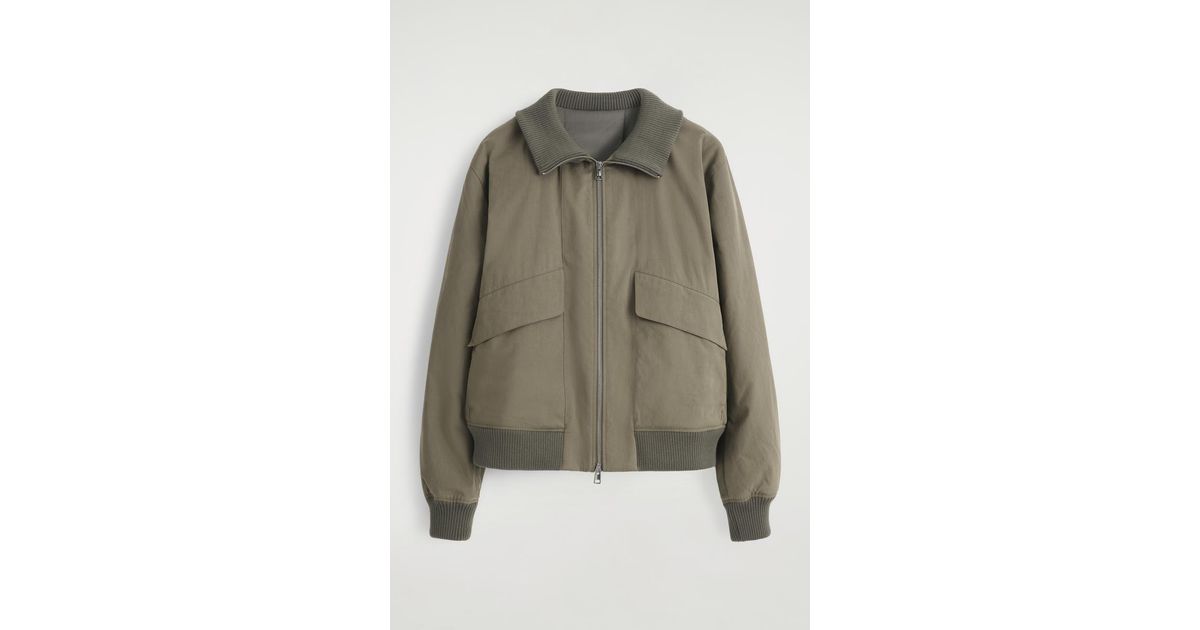 COS Padded Cotton Flight Jacket in Green for Men | Lyst