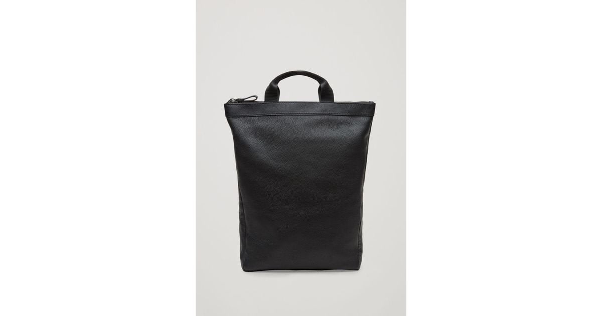 COS Leather Tote Backpack in Black for Men | Lyst