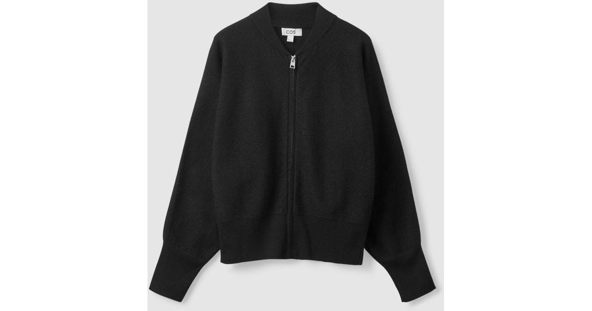 COS Wool Bomber Jacket in Black Lyst