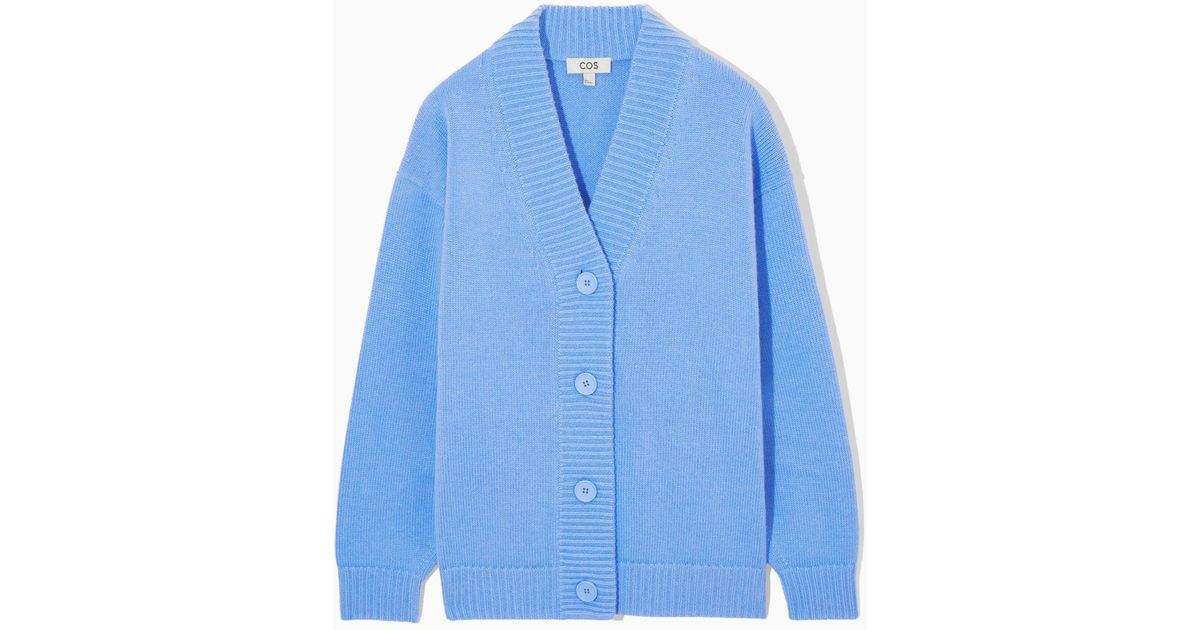 COS Cocooning Wool V-neck Cardigan in Blue | Lyst
