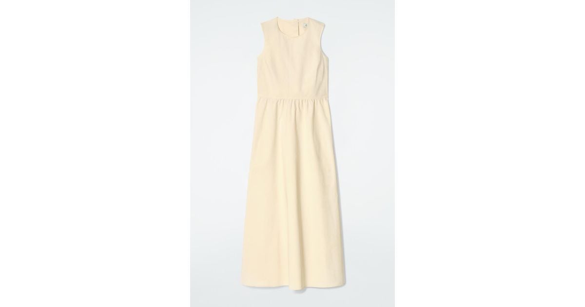 COS Open-Back Cotton Maxi Dress in Natural | Lyst UK