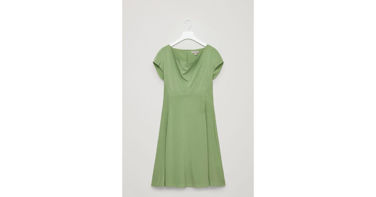 cos green silk dress