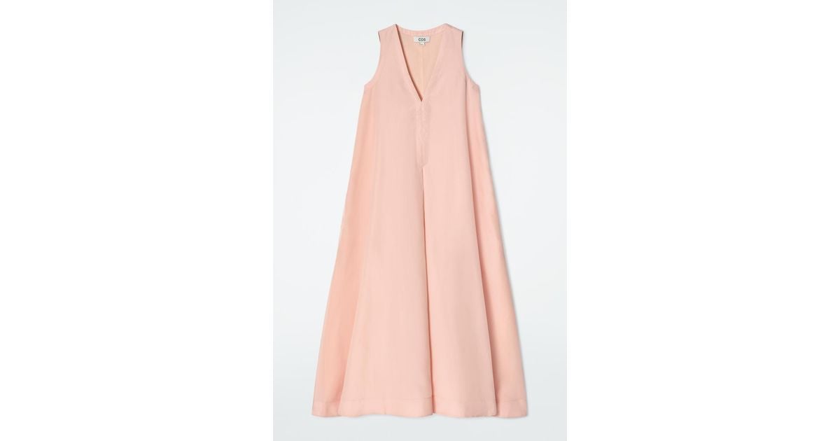 COS A-Line Linen-Blend Maxi Dress in Pink | Lyst