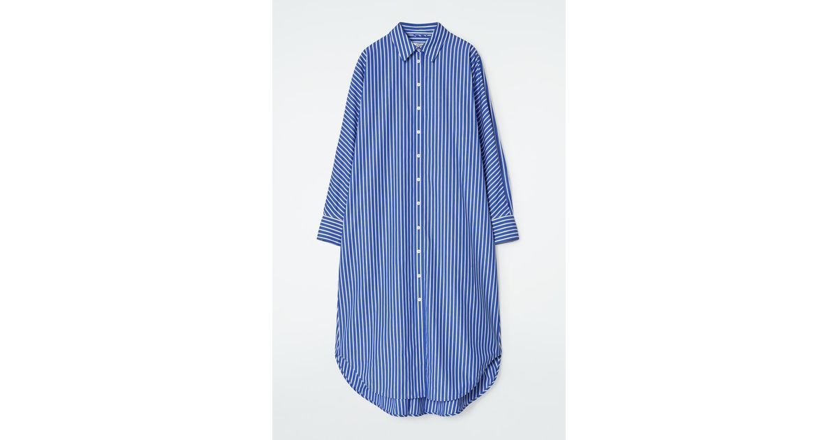 princess polly baby blue dress COS Relaxed Cotton Shirt Dress in Blue