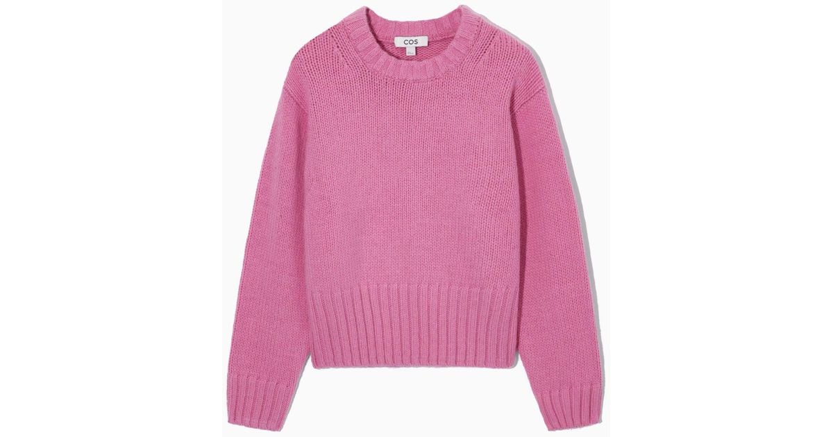 COS Relaxed fit Cropped Wool blend Sweater in Pink Lyst