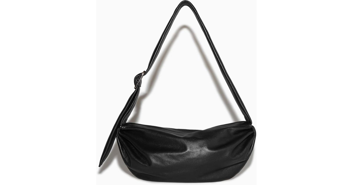 COS Gathered Leather Crossbody Bag in Black | Lyst UK