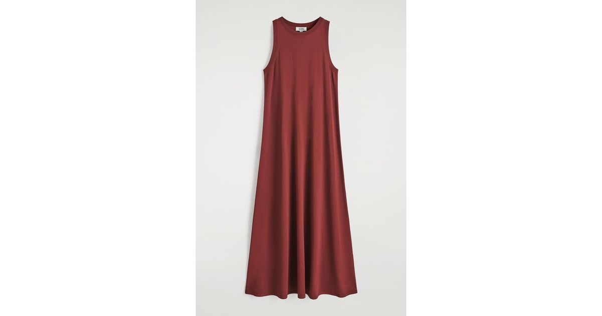 COS Sleeveless Knitted Midi Dress in Red | Lyst