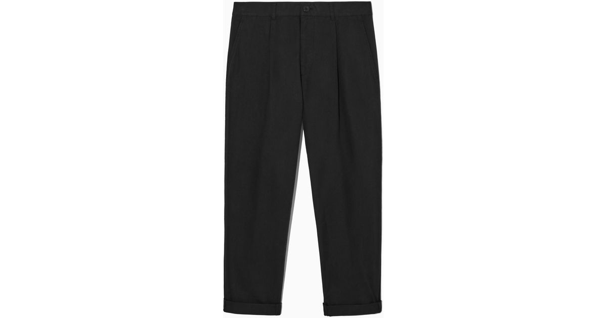 COS Cotton Regular-fit Tapered Twill Chinos in Black for Men | Lyst