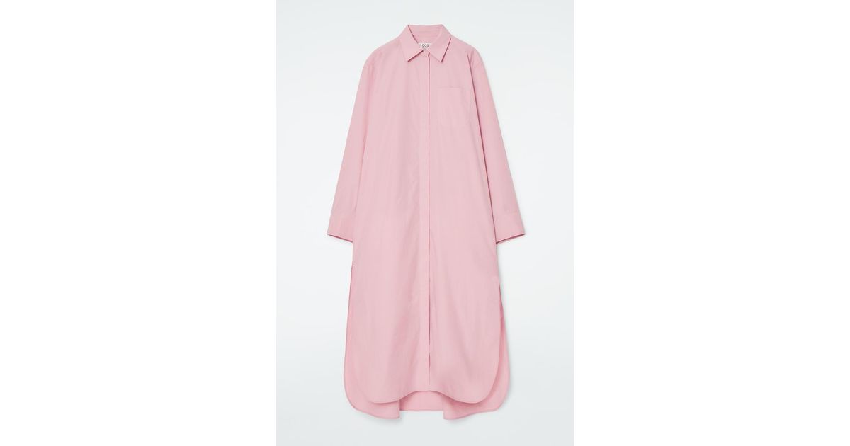 cos pink shirt dress COS Collared Midi Shirt Dress in Pink