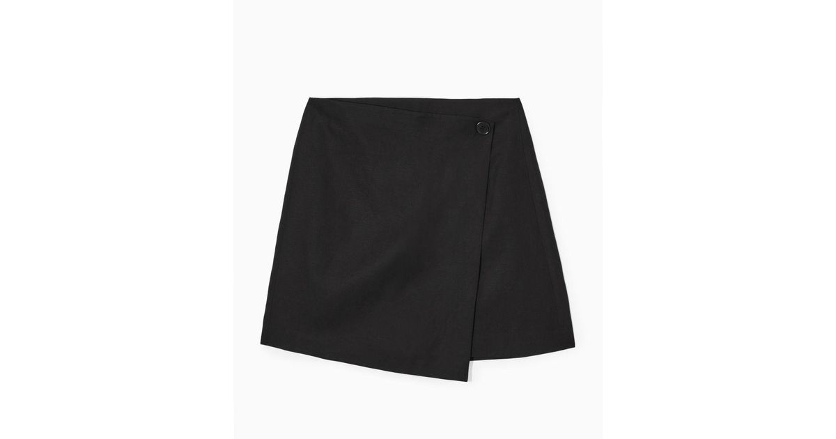 COS Asymmetric Mini Wrap Skirt in Black | Lyst