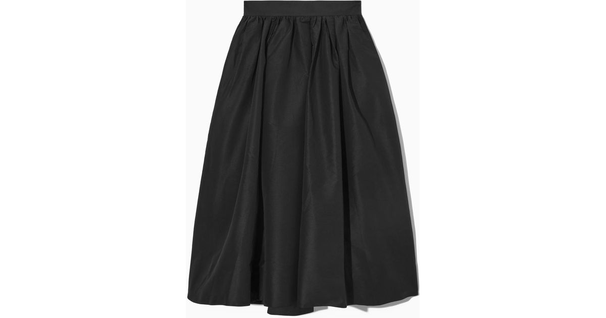 COS Voluminous Taffeta Midi Skirt in Black | Lyst