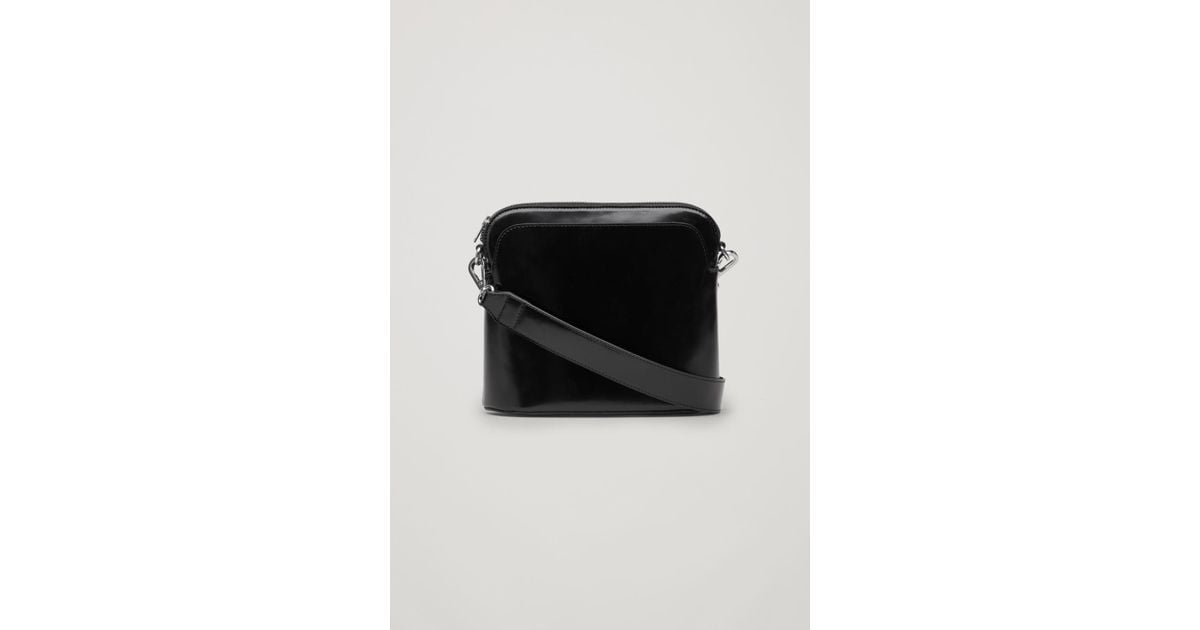 COS Polished Leather Crossbody Bag in Black Lyst