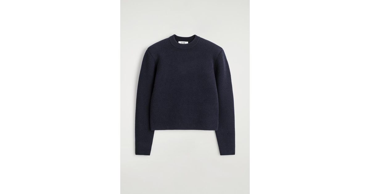 COS Sculpted-Shoulder Merino Wool Sweater in Blue | Lyst UK